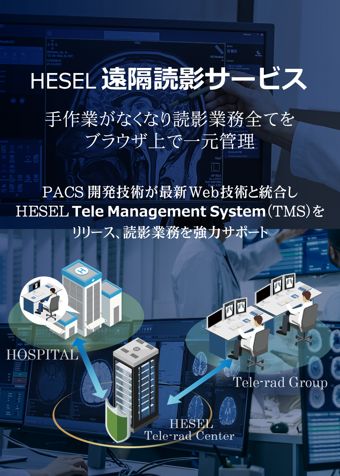 HESEL遠隔読影サービス/HESEL Tele Management System(TMS)をリリース、完全WebベースでDICOM転送から読影業務全て一元管理